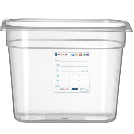 HENDI Gastronorm-Behälter 1 / 4 – GN 1 / 4 – 5.5 l – Transparent – 265 × 162 × 200 mm – Produktansicht