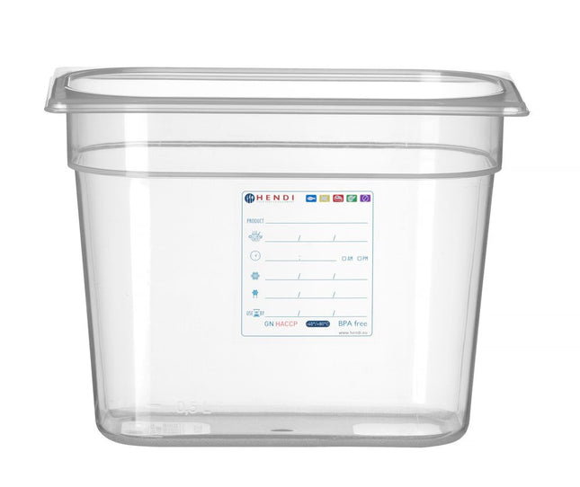 HENDI Gastronorm-Behälter 1 / 4 – GN 1 / 4 – 5.5 l – Transparent – 265 × 162 × 200 mm – Produktansicht