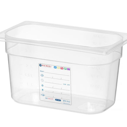 HENDI Gastronorm-Behälter 1 / 4 – GN 1 / 4 – 3.5 l – Transparent – 265 × 162 × 150 mm – weitere Produktansicht