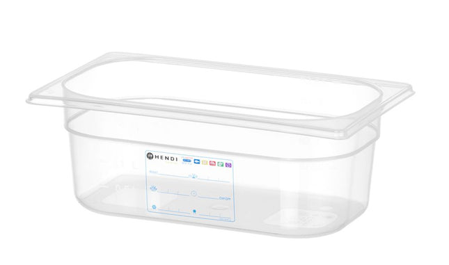 HENDI Gastronorm-Behälter 1 / 4 – GN 1 / 4 – 2.8 l – Transparent – 265 × 162 × 100 mm – Produktansicht
