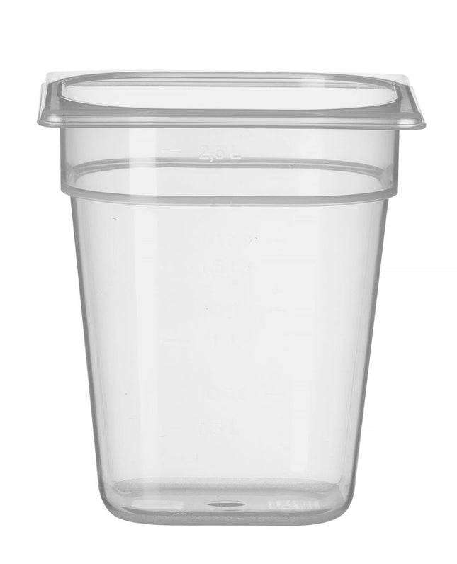 HENDI Gastronorm-Behälter 1 / 6 – Profi Line – GN 1 / 6 – 2.5 l – Transparent – 176 × 162 × 200 mm – Produktansicht