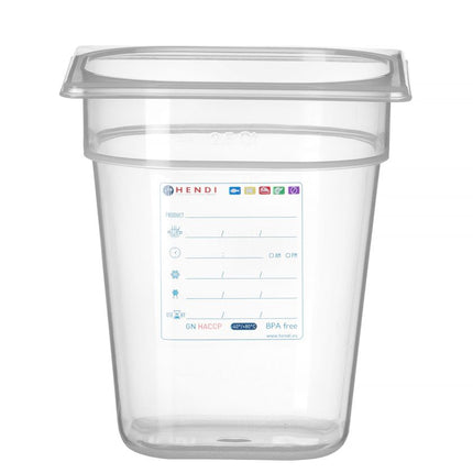 HENDI Gastronorm-Behälter 1 / 6 – GN 1 / 6 – 3.4 l – Transparent – 176 × 162 × 200 mm – Produktansicht