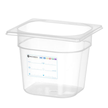 HENDI Gastronorm-Behälter 1 / 6 – GN 1 / 6 – 2.4 l – Transparent – 176 × 162 × 150 mm – Produktansicht