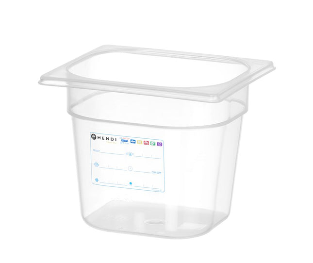 HENDI Gastronorm-Behälter 1 / 6 – GN 1 / 6 – 2.4 l – Transparent – 176 × 162 × 150 mm – Produktansicht