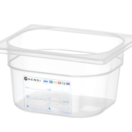 HENDI Gastronorm-Behälter 1 / 6 – GN 1 / 6 – 1.6 l – Transparent – 176 × 162 × 100 mm – Produktansicht