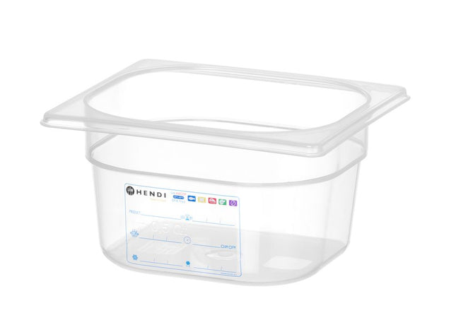 HENDI Gastronorm-Behälter 1 / 6 – GN 1 / 6 – 1.6 l – Transparent – 176 × 162 × 100 mm – Produktansicht