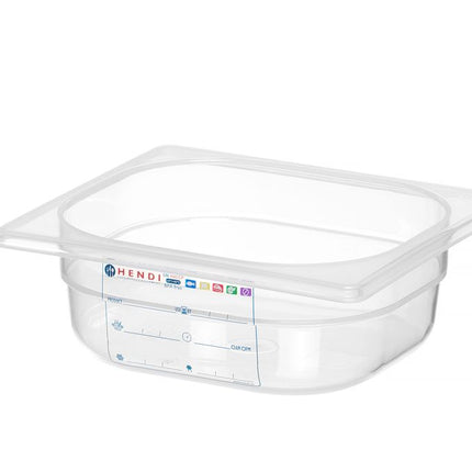 HENDI Gastronorm-Behälter 1 / 6 – GN 1 / 6 – 1 l – Transparent – 176 × 162 × 65 mm – weitere Produktansicht