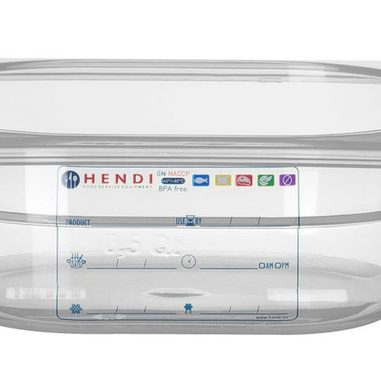 HENDI Gastronorm-Behälter 1 / 6 – GN 1 / 6 – 1 l – Transparent – 176 × 162 × 65 mm – Produktansicht