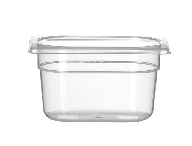HENDI Gastronorm-Behälter 1 / 9 – Profi Line – 1.0 – GN 1 / 9 – 0.75 l – Transparent – 176 × 108 × 100 mm – Produktansicht