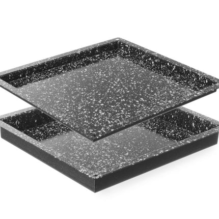 HENDI Blech CONVECTOMAT CLASSIC GN 2 / 3 – GN 2 / 3 – Schwarz – 354 × 325 × 40 mm – Produktansicht