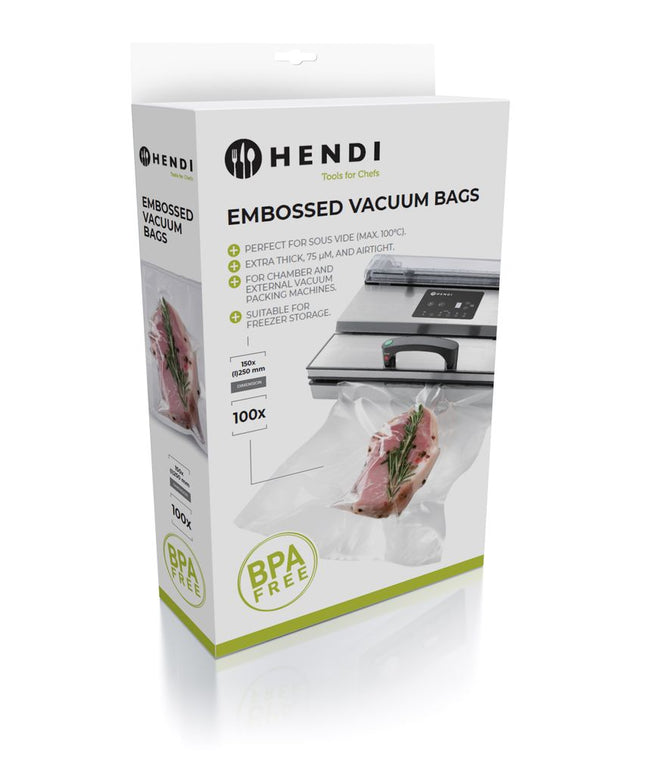 HENDI Vakuum-Kochbeutel geprägt 150 × 250 mm – 100 Stück – Produktansicht