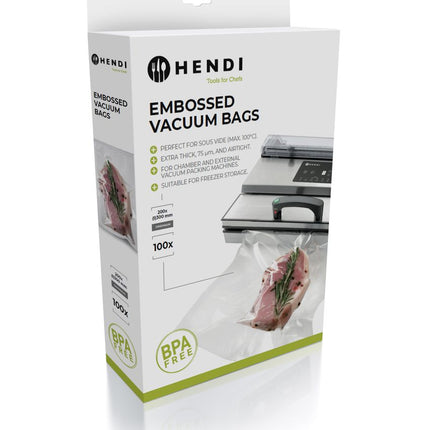 HENDI Vakuum-Kochbeutel – geprägt – 200 × 300 mm – 100 Stück – Produktansicht