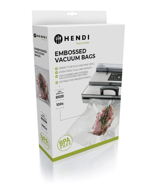 HENDI Vakuum-Kochbeutel – geprägt – 200 × 300 mm – 100 Stück – Produktansicht