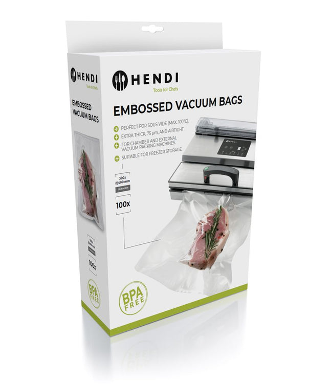 HENDI Vakuum-Kochbeutel – geprägt – 300 × 400 mm – 100 Stück – Produktansicht