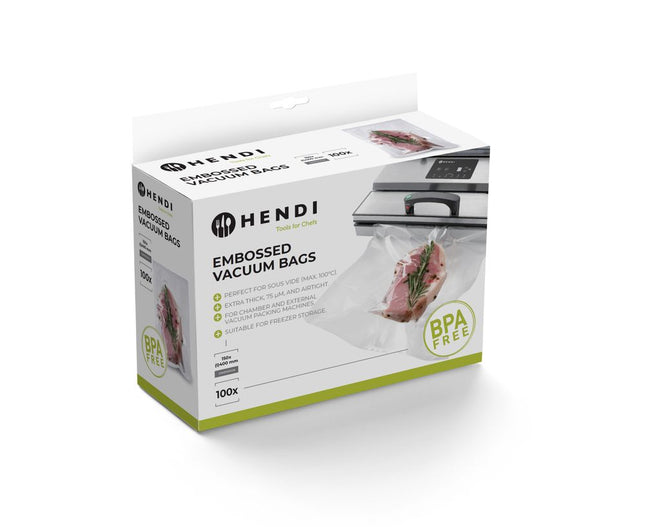 HENDI Vakuum-Kochbeutel – geprägt – 150 × 400 mm – 100 Stück – Produktansicht