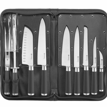 HENDI Messerset – 9-teilig – Schwarz – 445 × 260 × 65 mm – Produktansicht