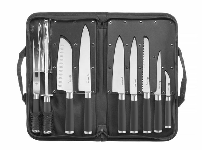 HENDI Messerset – 9-teilig – Schwarz – 445 × 260 × 65 mm – Produktansicht