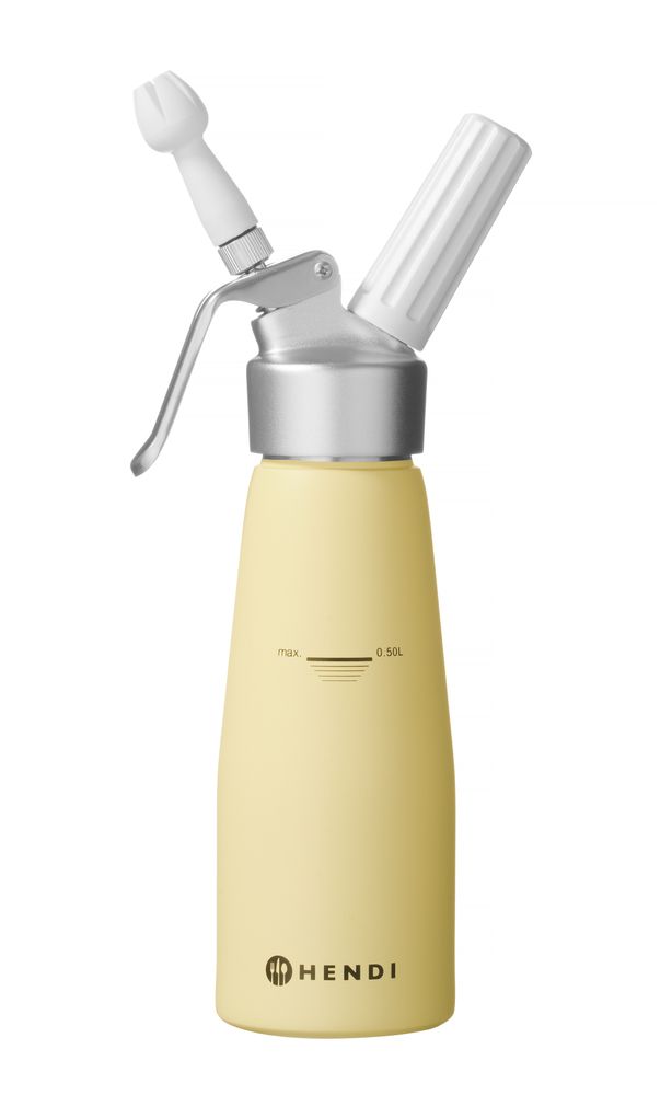 HENDI Sahnespender – 0 – 5 l – Pastellgelb – Ø 80 × H 260 mm – Produktansicht