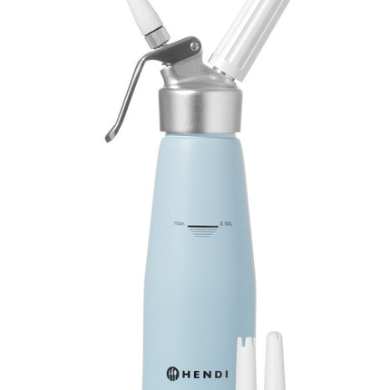 HENDI Sahnespender – 0 – 5 l – Pastellblau – Ø 80 × H 260 mm – Weitere Produktansicht