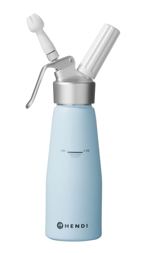 HENDI Sahnespender – 0 – 5 l – Pastellblau – Ø 80 × H 260 mm – Produktansicht