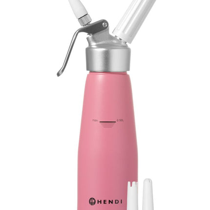 HENDI Sahnespender – 0 – 5 l – Pastellrosa – Ø 80 × H 260 mm – Weitere Produktansicht