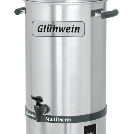 Glühweintopf zum Warmhalten und Ausschank von Heißgetränken mit 20 L und 30 °C bis 90 °C für Catering
