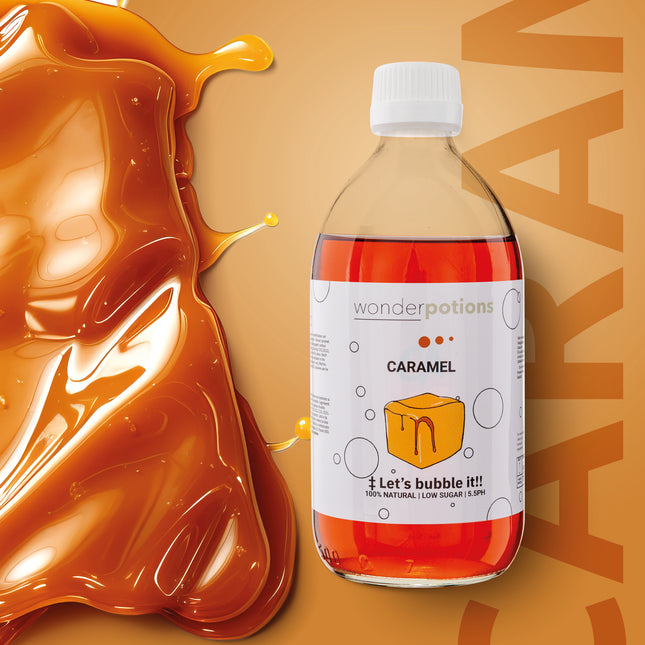 6x 500 ml Aroma Karamell Wonderpotion für Wonder Bubbles Maschine Aromatisierte Flüssigkeit