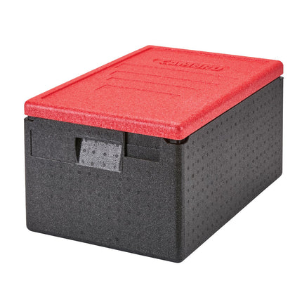 Cambro Cam GoBox® Toplader, Transportbox schwarz mit Deckel, rot, passend für GN 1/1 200 mm tief - EPP180CL365