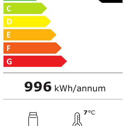 NordCap Aufsatzkühlvitrine AKV-S 116 R290 – Energielabel