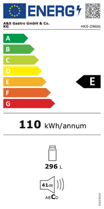 Lagerkühlschrank 310 Liter | 1 Volltür | Schwarz | 600 x 650 x 1630 mm von A & S Gastro – Energielabel