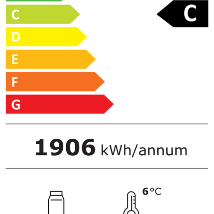 Getränkeühlschrank mit Display und 2 Flügeltüren 750 Liter | 1120x610x1975 mm | schwarz von A & S Gastro – Energielabel