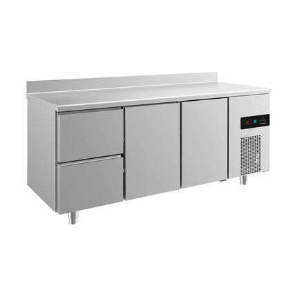 Kühltisch -2 bis +8°C 1865x700x850mm mit 2x Türen und 1x zwei Schubladen u. Aufkantung von A & S Gastro – Kühltische für die Gastronomie