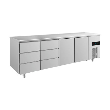 Kühltisch -2 bis +8°C 2330x700x850mm mit 2x Türen und 2x drei Schubladen von A & S Gastro – Kühltische für die Gastronomie