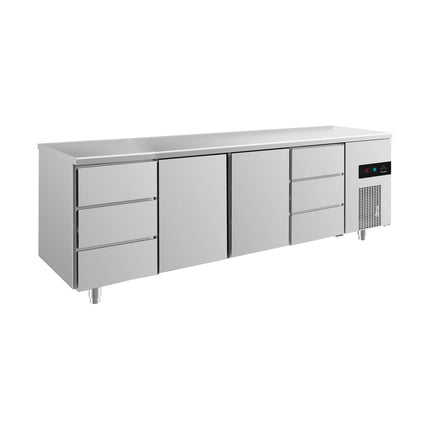 Kühltisch -2 bis +8°C 2330x700x850mm mit 2x Türen und 2x drei Schubladen von A & S Gastro – Kühltische für die Gastronomie