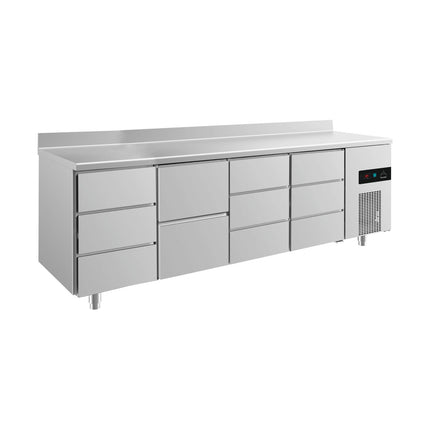 Kühltisch -2 bis +8°C 2330x700x850mm mit 1x zwei Schubladen und 3x drei Schubladen u. Aufkantung von A & S Gastro – Kühltische für die Gastronomie