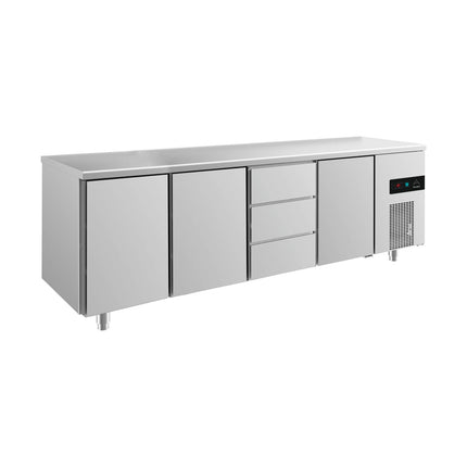 Kühltisch -2 bis +8°C 2330x700x850mm mit 3x Türen und 1x drei Schubladen von A & S Gastro – Kühltische für die Gastronomie