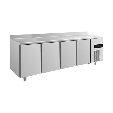 Kühltisch -2 bis +8°C 2330x700x850mm mit 4 Türen u. Aufkantung von A & S Gastro – Kühltische für die Gastronomie