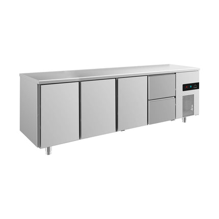 Kühltisch -2 bis +8°C 2330x700x850mm mit 3x Türen und 1x zwei Schubladen von A & S Gastro – Kühltische für die Gastronomie