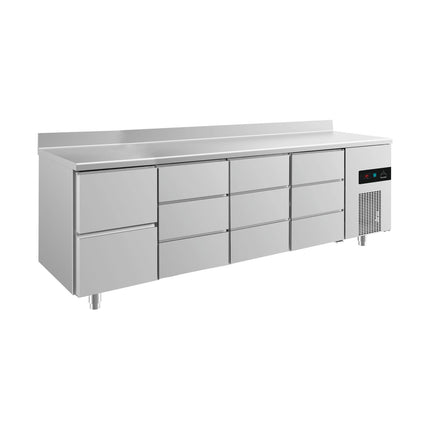 Kühltisch -2 bis +8°C 2330x700x850mm mit 1x zwei Schubladen und 3x drei Schubladen u. Aufkantung von A & S Gastro – Kühltische für die Gastronomie