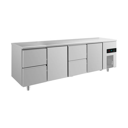 Kühltisch -2 bis +8°C 2330x700x850mm mit 2x Türen und 2x zwei Schubladen von A & S Gastro – Kühltische für die Gastronomie