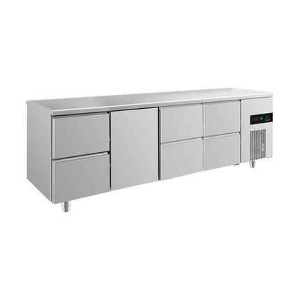 Kühltisch -2 bis +8°C 2330x700x850mm mit 1x Tür und 3x zwei Schubladen von A & S Gastro – Kühltische für die Gastronomie