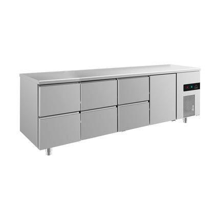 Kühltisch -2 bis +8°C 2330x700x850mm mit 1x Tür und 3x zwei Schubladen von A & S Gastro – Kühltische für die Gastronomie