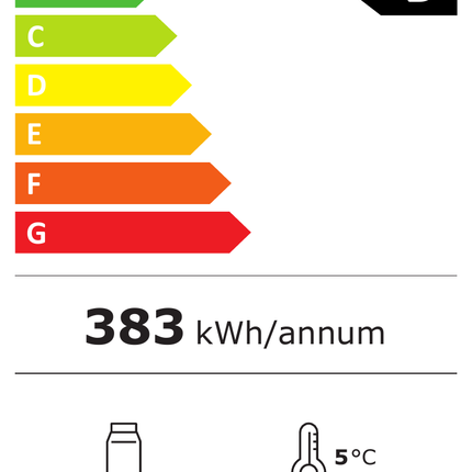 NordCap Umluft-Gewerbekühlschrank UKU 550 W – Energielabel
