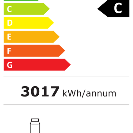 NordCap Glastürtiefkühlschrank TK 300 G – Energielabel