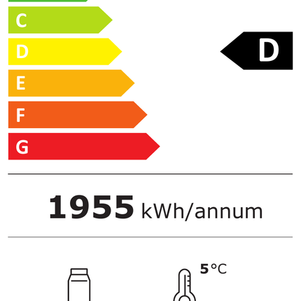 NordCap Panorama-Kühlvitrine LINUS 150 – Energielabel