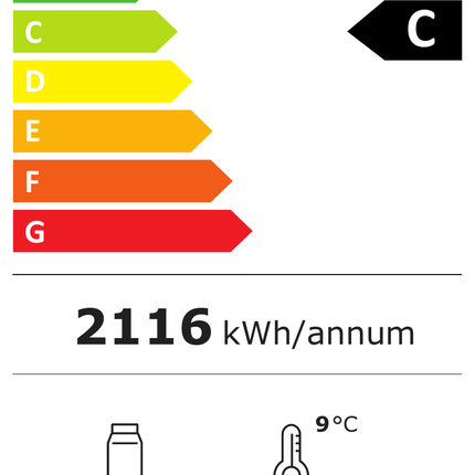 NordCap Panorama-Kühlvitrine LUXOR SCHWARZ – Energielabel
