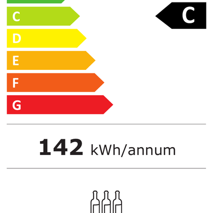 NordCap Weintemperierschrank WG 32 mit Glastür – Energielabel