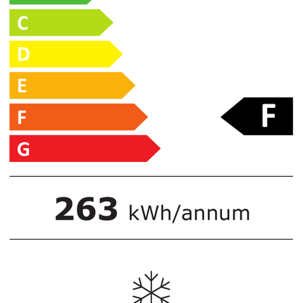 NordCap COOL-LINE Tiefkühlschrank F 27 W mit 7 transparenten TK-Auszügen – Energielabel