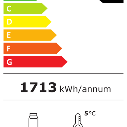 NordCap COOL-LINE Wandkühlregal OLIMPO-ST 180 mit Schiebetüren – Energielabel