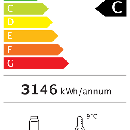 Getränkekühlschrank 1600 Liter | schwarz |1680 x 635 x 1.980 mm von A & S Gastro – Energielabel